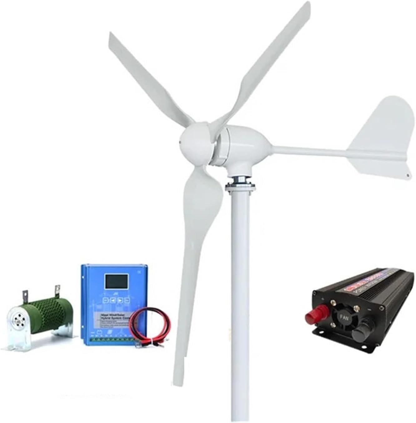 Wind Turbine Generator Kit 3000W Low Noise Horizontal Turbine 12V/24V/48V Wind Power Generator for Hybrid Solar Wind System Industrial Energy(Off Grid System,48V)