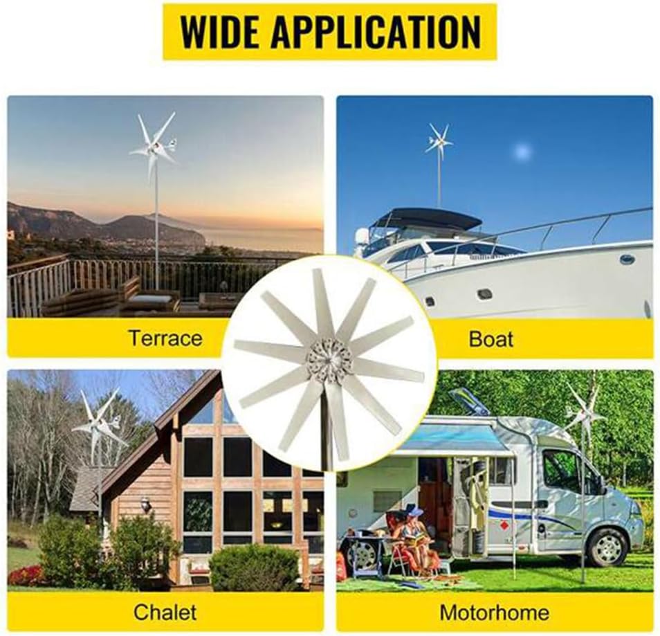 10 Blade Vertical Axis Wind Power Generator 12000W 12V-220V Windmill Generator with MPPT Controller Low Noise Low Wind Speed Start