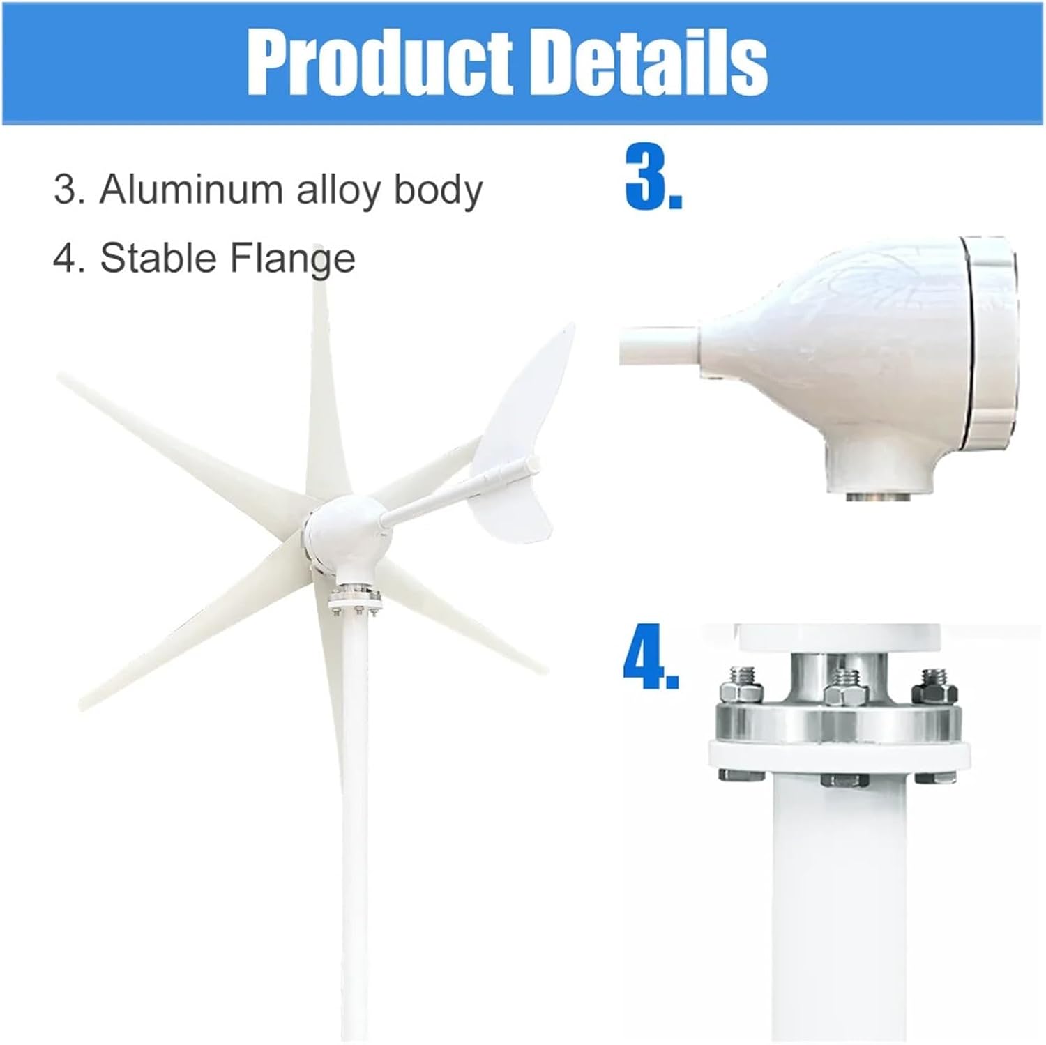 High Efficiency 3000W Windmill Horizontal Axis Wind Turbine Generator Home Appliance Generators Wind Power Generator Industrial Energy(with MPPT Charger,48V)