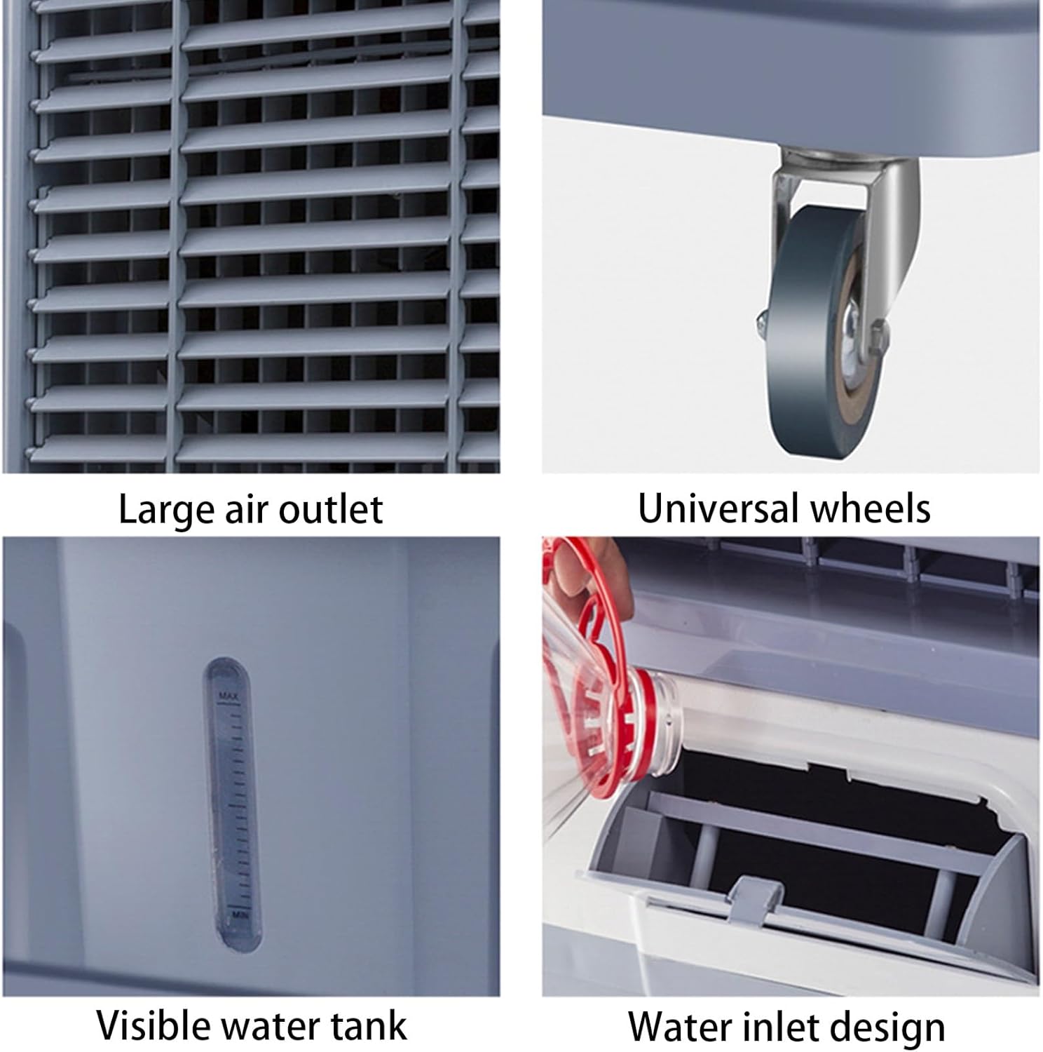 3 in 1 Air Conditioners, Portable Swamp Cooler with Large Water Tank and LED Screen, Evaporative Air Cooler for Room Bedroom Office(76 * 50 * 140cm)