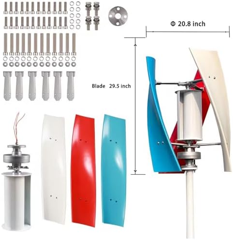 6000W Vertical Wind Turbine Kit for Home Use, Efficient 24V Horizontal Generator with Blades & Controller, Ideal for Battery Charging, Renewable Energy Solution
