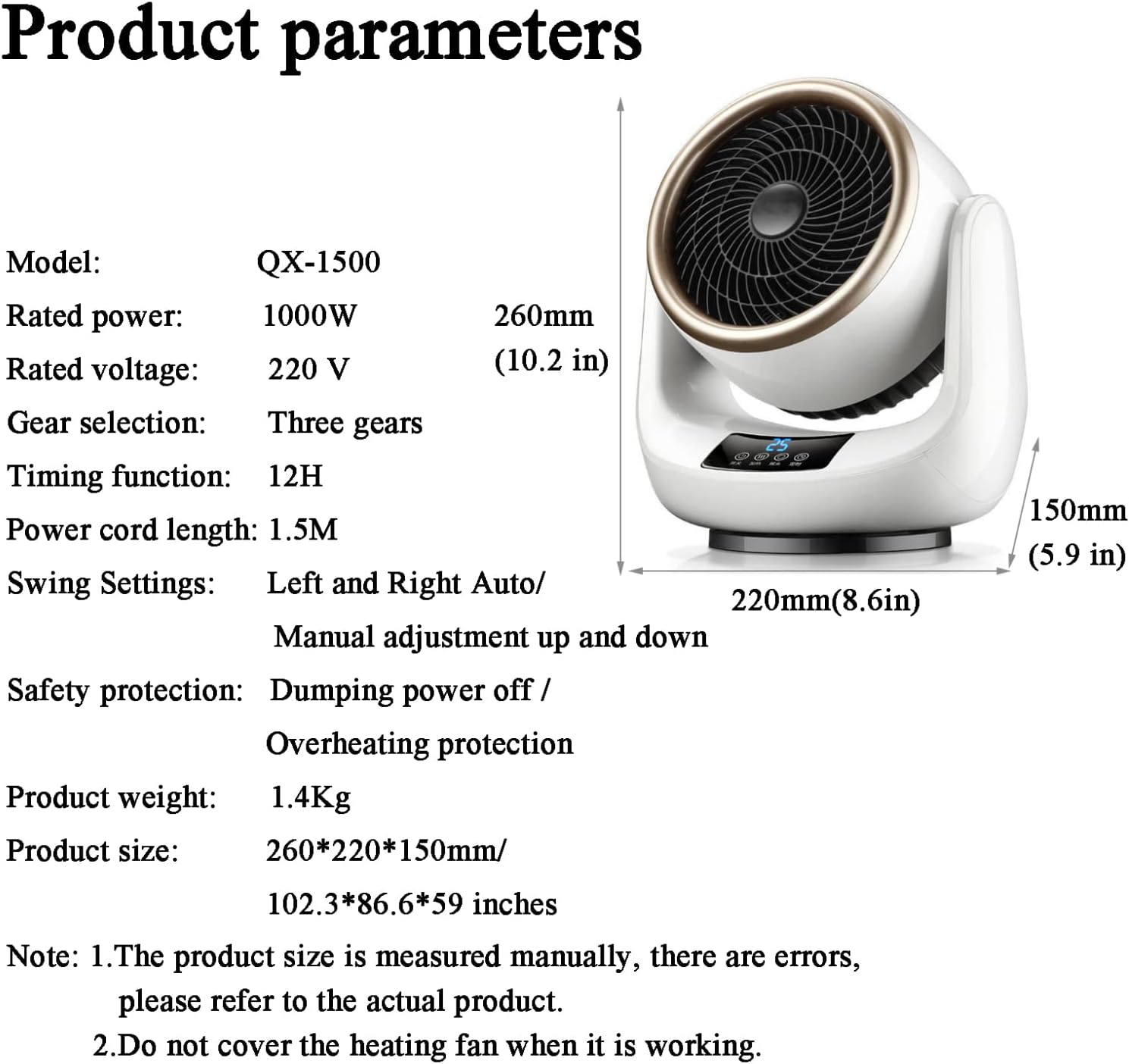 The New Heating and Cooling Fan,Household Small Shake Head Heater,Desktop Office Portable Desk Fan, 2 in 1 Fan Combo,with Remote, 3 Speeds, 2 Modes, 12H Timer Air Circulator Fan