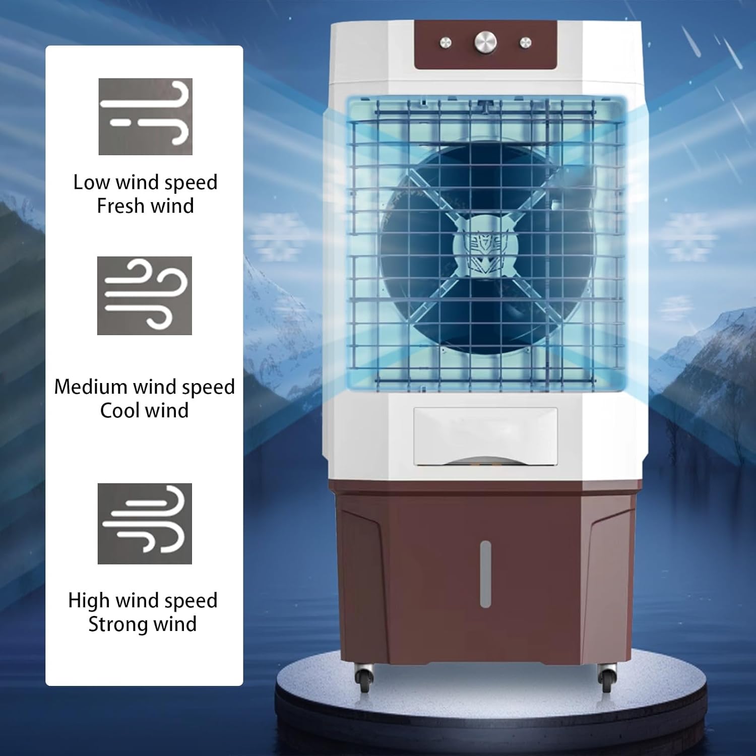 Evaporative Air Cooler, Portable Air Conditioner with Large Tank and 2 Ice Packs, Oscillation Swamp Cooler for Room Office