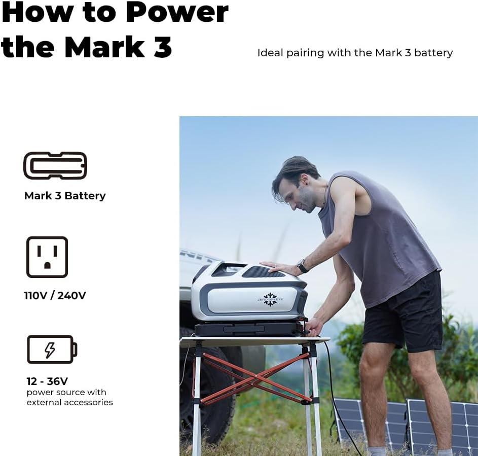 Zero Breeze Mark 3 Portable Air Conditioner – 5280 BTU High Power, Lightweight, Battery-Ready, for Camping, RV, Truck, Outdoor Use