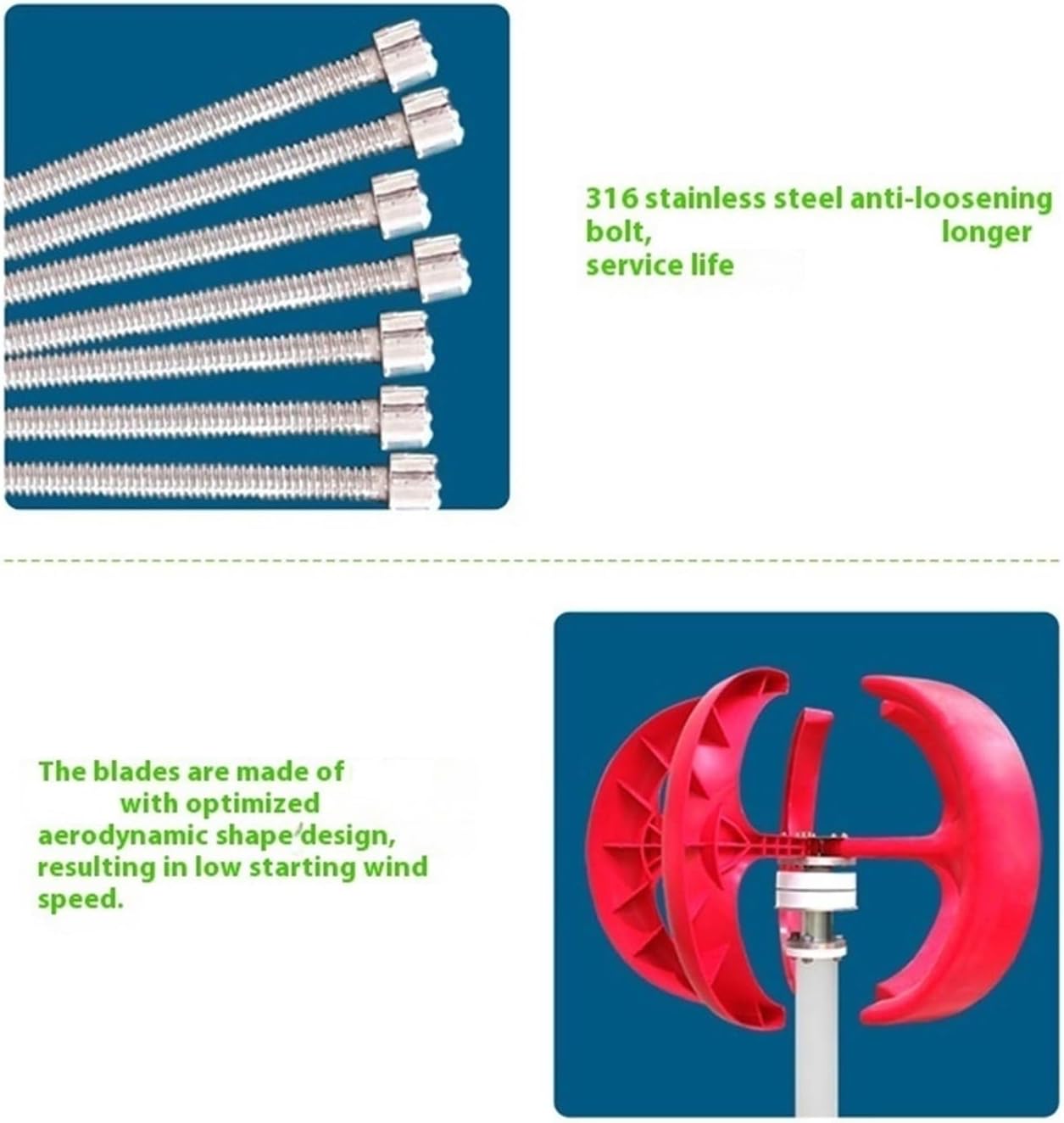 Wind Generator, 500W Wind s Generator 5 Blades DC12V 24V Vertical Axis Electromagnetic Electricity,for Home, Farm, RVs, Boats(24V,500W)