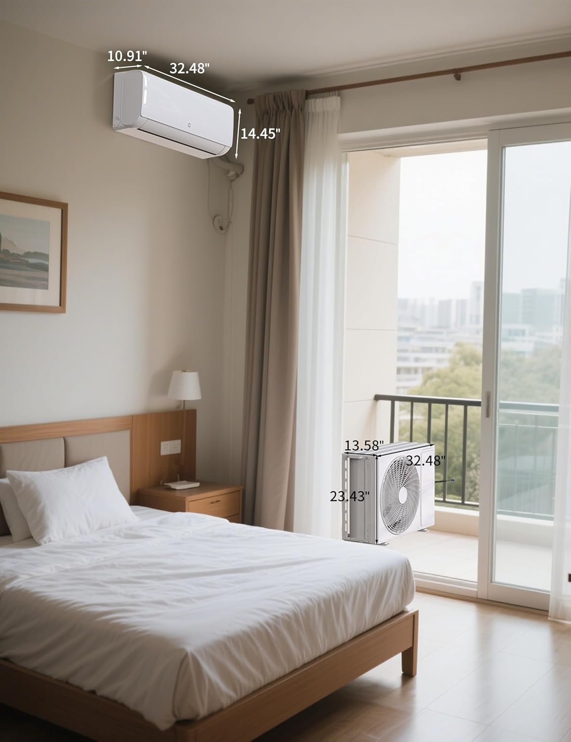 18000 Btu Mini Split AC Heating System, Wifi Enabled Mini Split Air Conditioner with 21 SEER2 Inverter, Heat Pump, 208-230V for Rooms Up to 1250 Sq. Ft, White