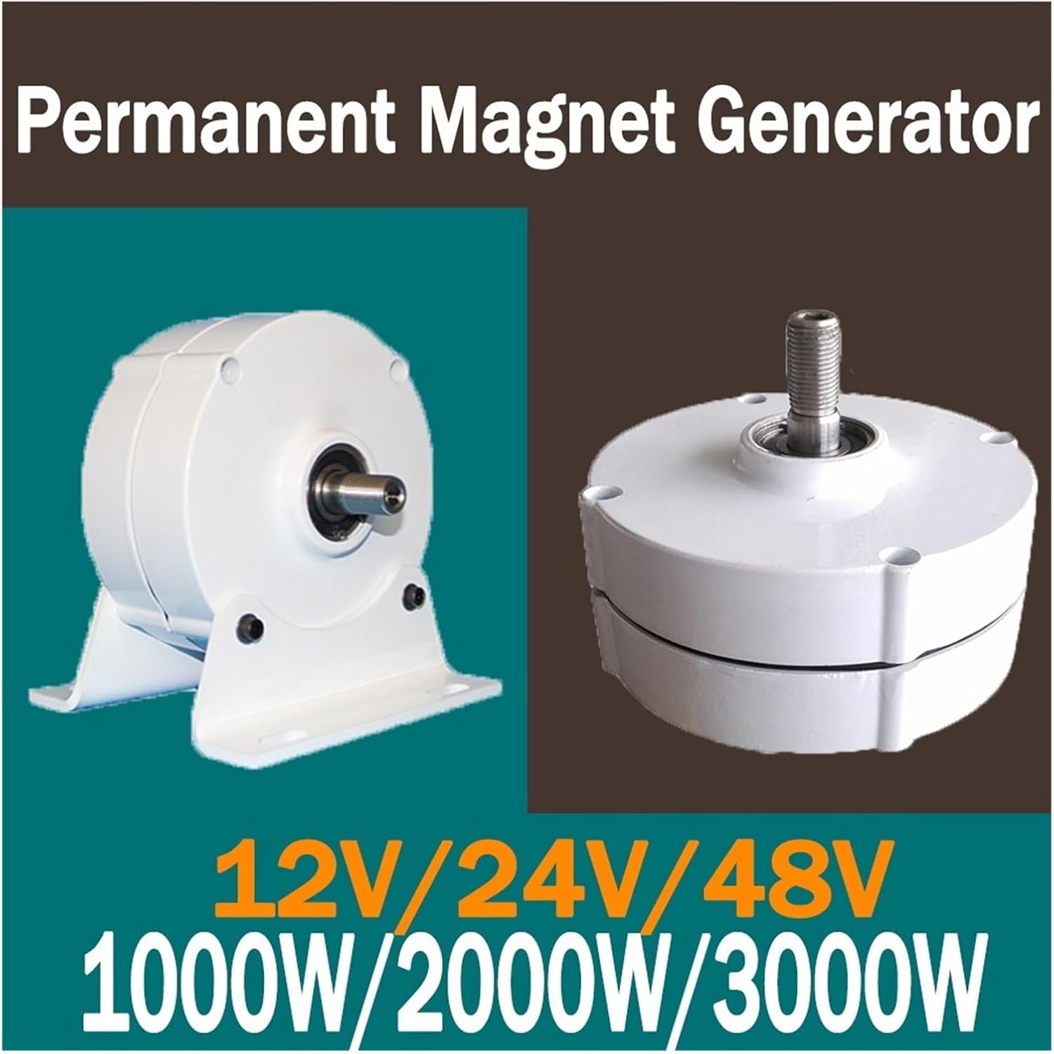 1000W 2000W 3000W 12V 24V 48V Low Speed Permanent Magnet Generator Household Motor DIY Wind Turbine 1KW 2KW 3KW Industrial Energy(with Base,24V_3000W)