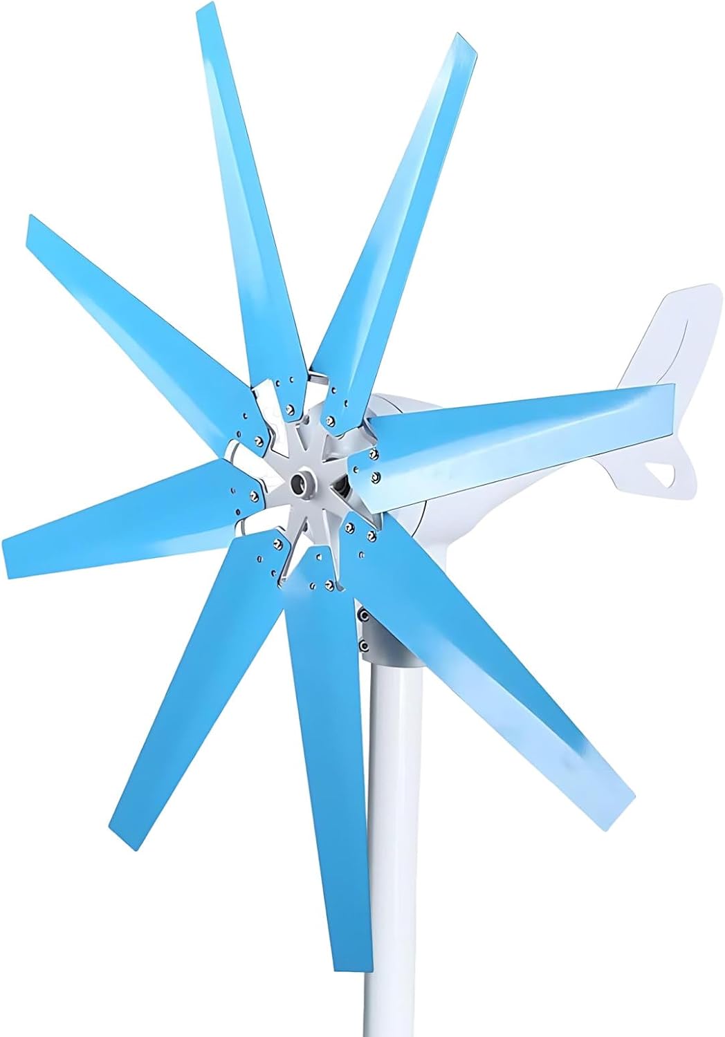 Wind Turbine Generator 100/200/300/400W 12/24V, 8-Blade Windmill Kit with Charge Controller, Auto Adjust Windward for Home, Boat, RV, Off-Grid Power Supplement Blue-400W