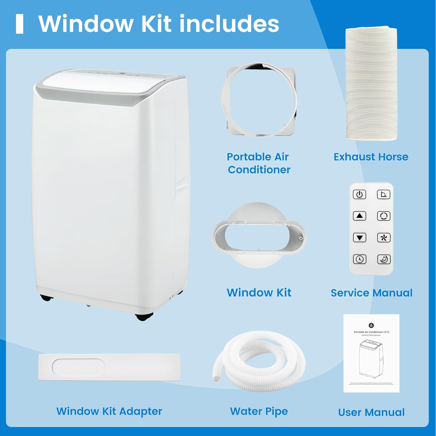 Portable Air Conditioners, 12000 BTU Air Conditioner for 550 Sq. Ft, Dehumidifying & Fan, Quiet Operation and Easy Mobility, Remote Control for Home & Office