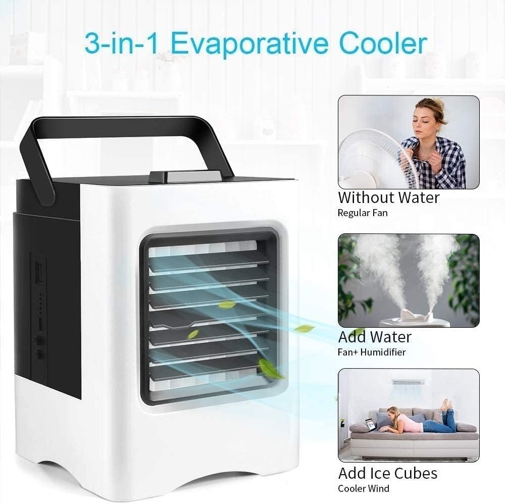 Portable Air Conditioner Fan, Mini Evaporative Cooler, Personal Air Cooler, Desk Cooling Fan for Bedroom, Dorm, Travel, Office