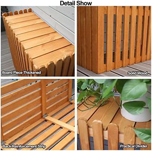 Outdoor Wooden Air Conditioning Cover Decorative Flower Stand Privacy Fence Screen Hide Air Conditioner And Trash Enclosure Air-conditioning External Machine Ra (Natural L106*W45*H96)