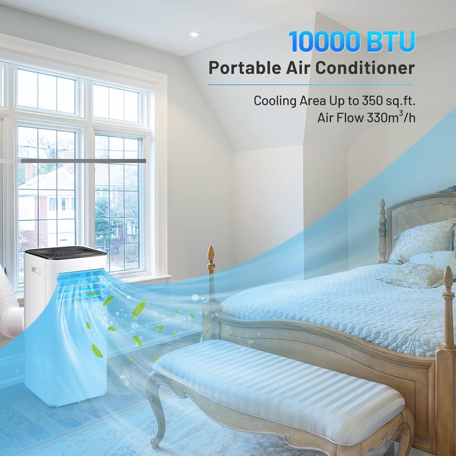 DORTALA Portable Air Conditioner 10000 BTU, 3-in-1 AC Unit with Dehumidifier, Fan Modes, 24H Timer, Remote Control, Window Kit, Quiet AC Unit Cools Rooms to 350 Sq.Ft