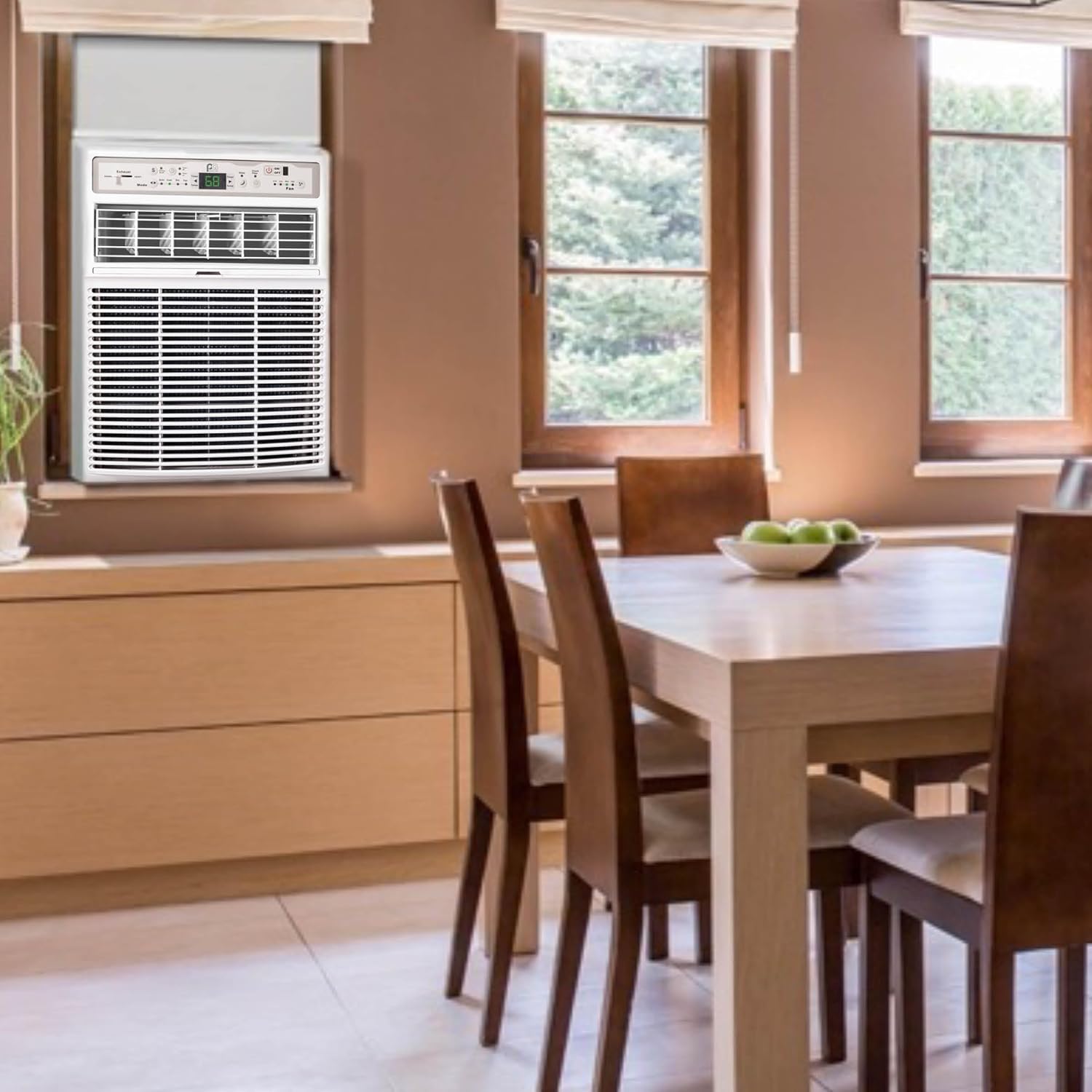 Perfect Aire 10,000 BTU Casement Window Air Conditioner– Cools 450 Sq. Ft. – Remote with Follow Me, Digital LED Display, Timer, R32 Refrigerant, Sliding/Crank-Out Window H: 23.5” x W: 14.75” x D: 21”