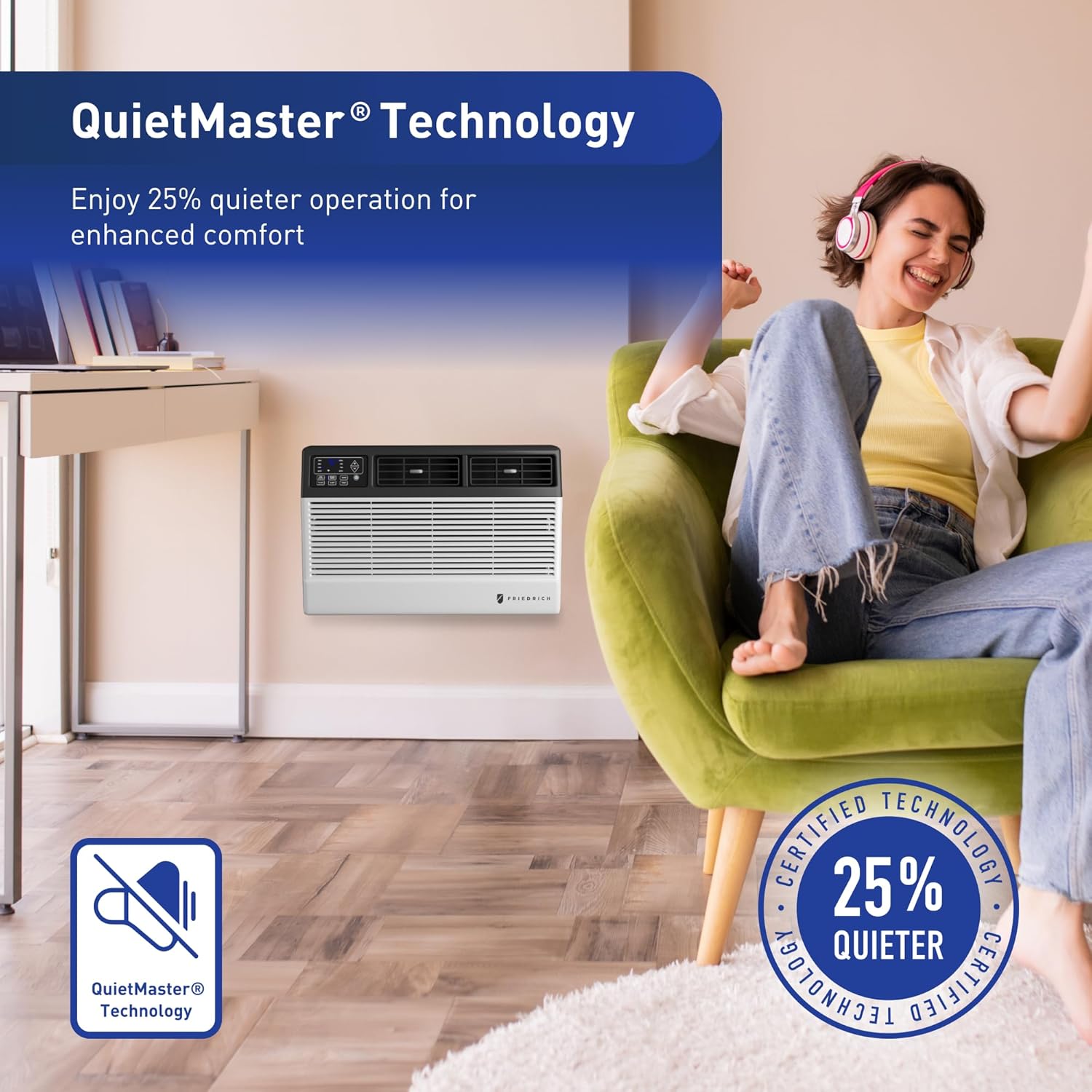 Friedrich 6,000 BTU Window Air Conditioner with Remote, Cools Rooms up to 250 Sq. Ft., Quiet, Energy Efficient, AC Unit for Bedroom or Living Room Bundle with AUX Power Strip & 1 Year CPS Protection