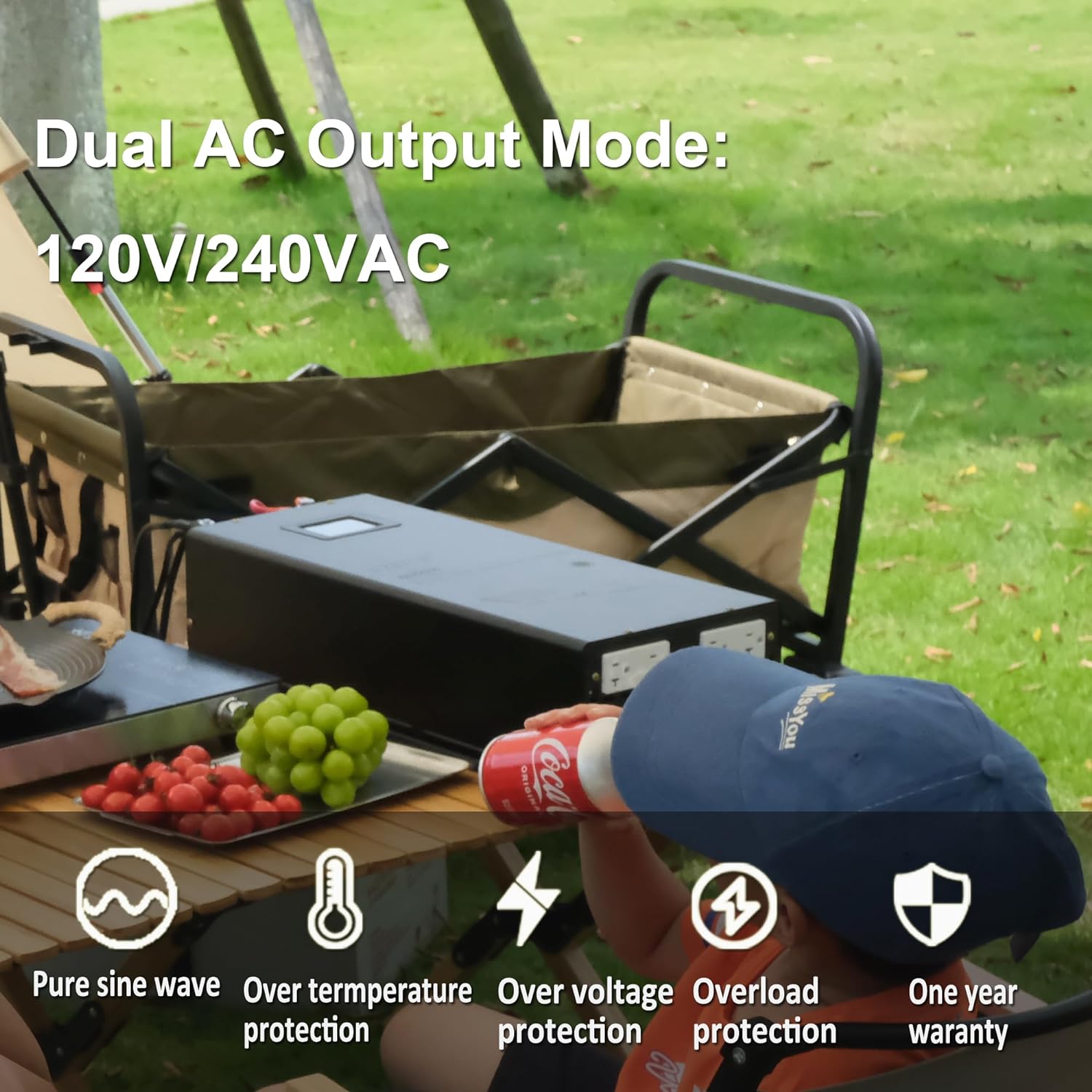 WZRELB 3500W 24V Pure Sine Wave Inverter,24 Volt DC to AC 120V 240V Split Phase Power Inverter,7KW Surge,5 AC Outlets,AC Hardwire Terminal,High Efficiency up to 91.6%,Wireless Remote, SP350024RC