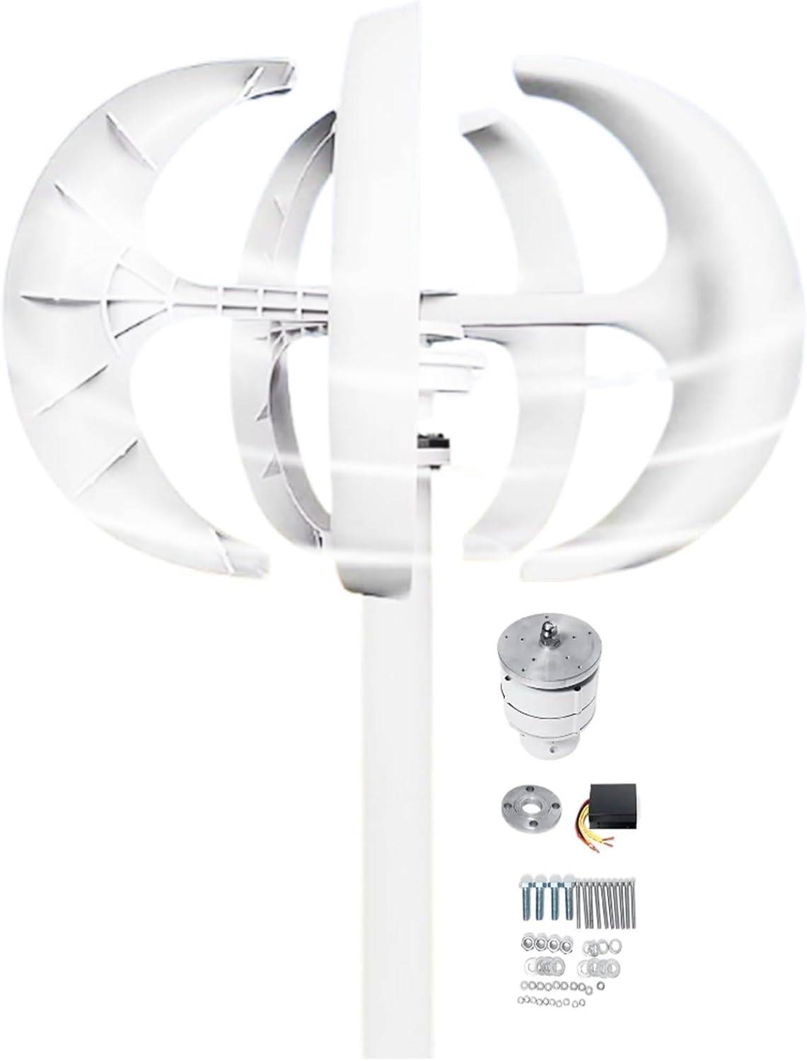 800W 12V 24V Vertical Axis Wind Turbines Generator with Controller 5 Blades Motor Kit Ac Output Generator Wind Turbine Suitable for Wind and Solar Power Generation(White)