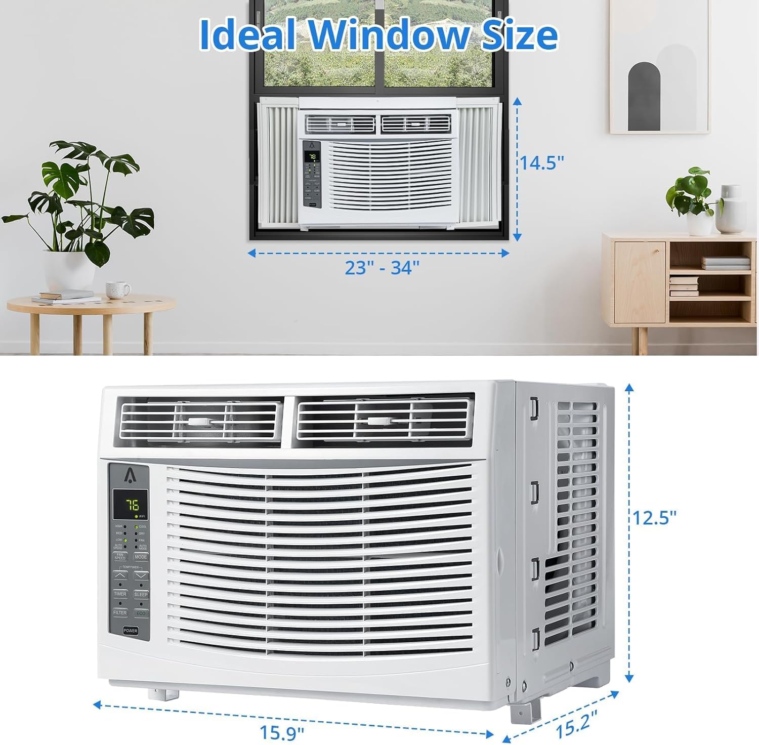 6000 BTU Window Air Conditioner Unit, Window AC Units With Remote Control, 50dB Low Noise, 24H Timer, Small AC for Room, Quick Installation, Cools Up to 250 Sq.Ft，115V