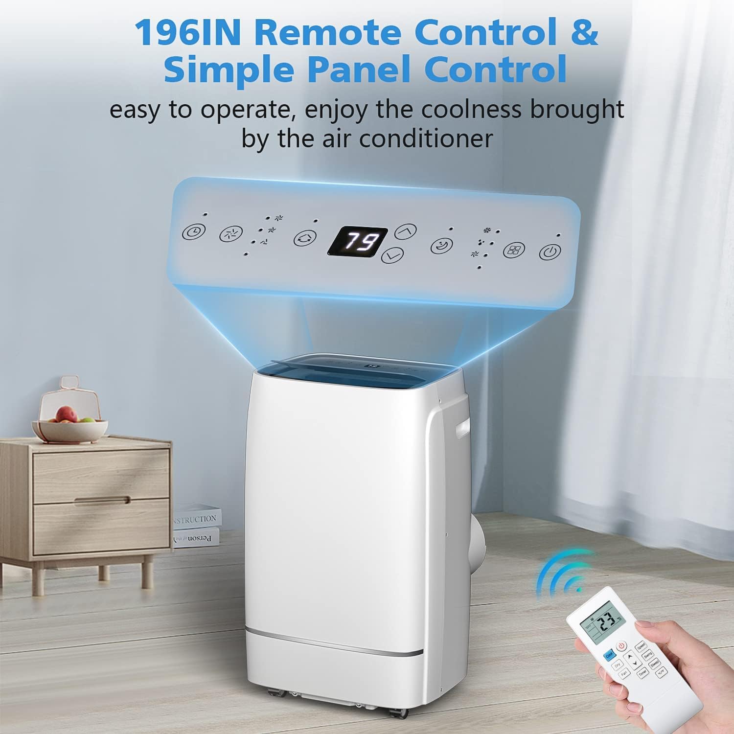 COWSAR 12000 BTU Portable Air Conditioner 4-IN-1 Portable AC Unit 24H Timer Room Air Conditioners 550 Sq.Ft. Coverage ＜53dB Portable Air Conditioners for Room