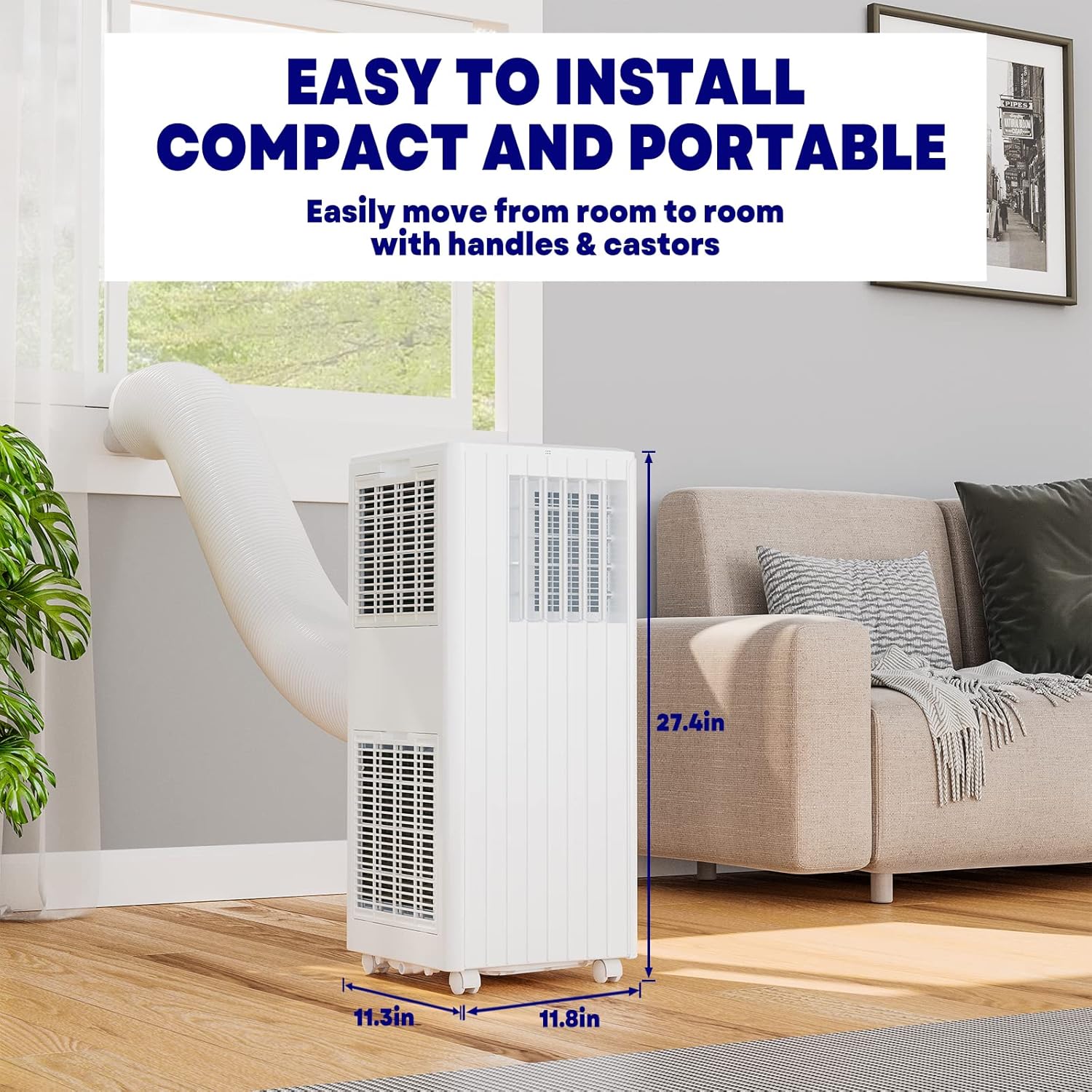 Jojoka Portable Air Conditioners with Remote Control, 8000 BTU Portable AC for Room, Dorm, Office with Drying, Fan, Sleep Mode, 2 Speeds, 24H Timer Function, Cools Room up to 350 Sq. ft