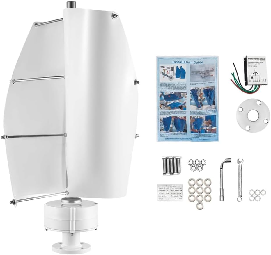 12000W Wind Turbine Generator, 12V 24V 48V Small Windmill Portable Vertical Wind Power Turbine Generator Kit with Charge Controller