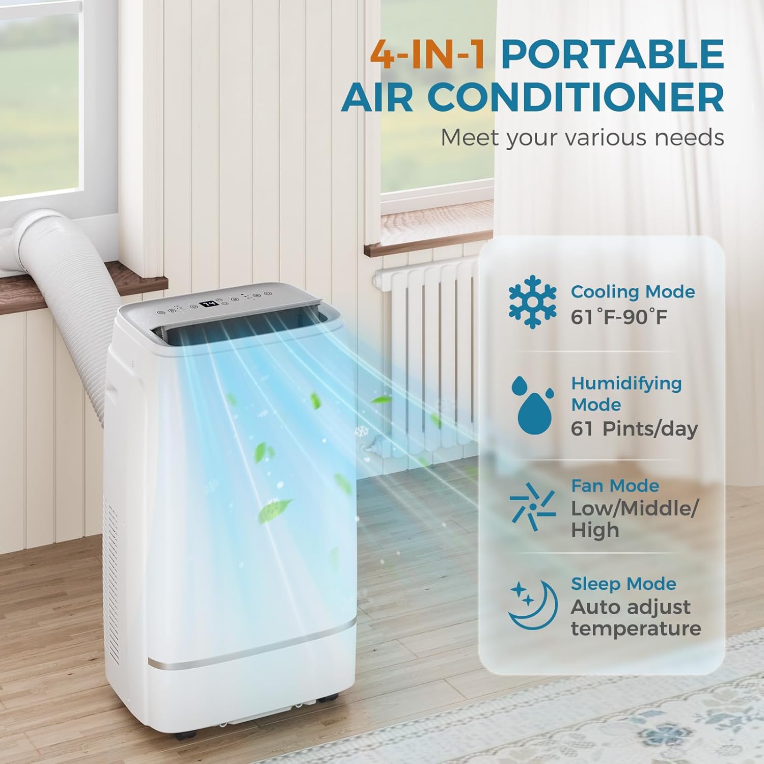 12000 BTUs Portable Air Conditioner with cooling/dehumidification/fan/sleep mode, 4-IN-1 Portable AC with 24H Timer & Remote Control & Window Kit Visit the Electactic Store