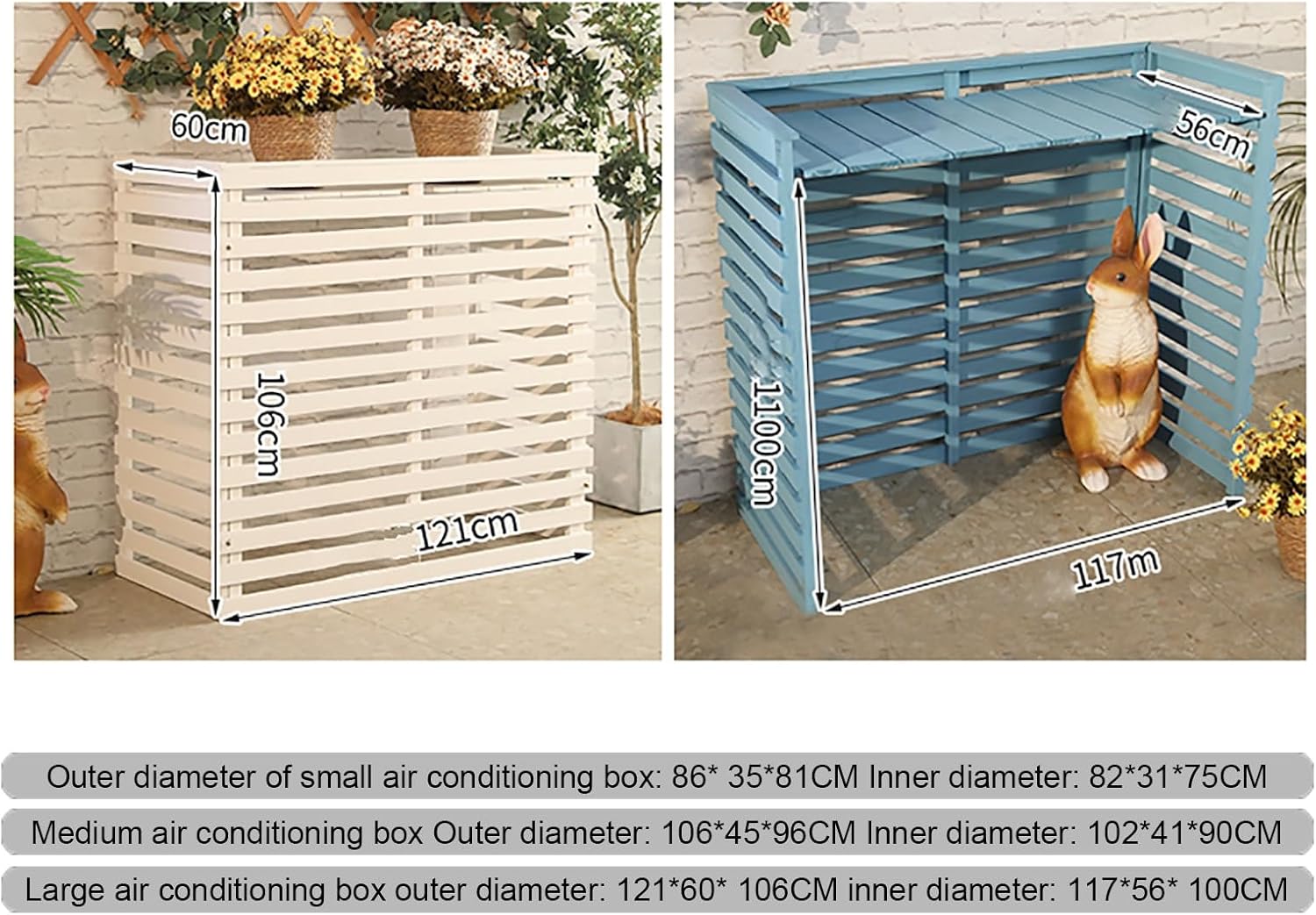 Cover for Outdoor Ac Screen for Outside Unit,Fencing to Hide Air Conditioner,Grid Wooden Air Conditioner Outer Rackfor Outside Unit Brown Plant Stand Anti-Corrosion Privacy