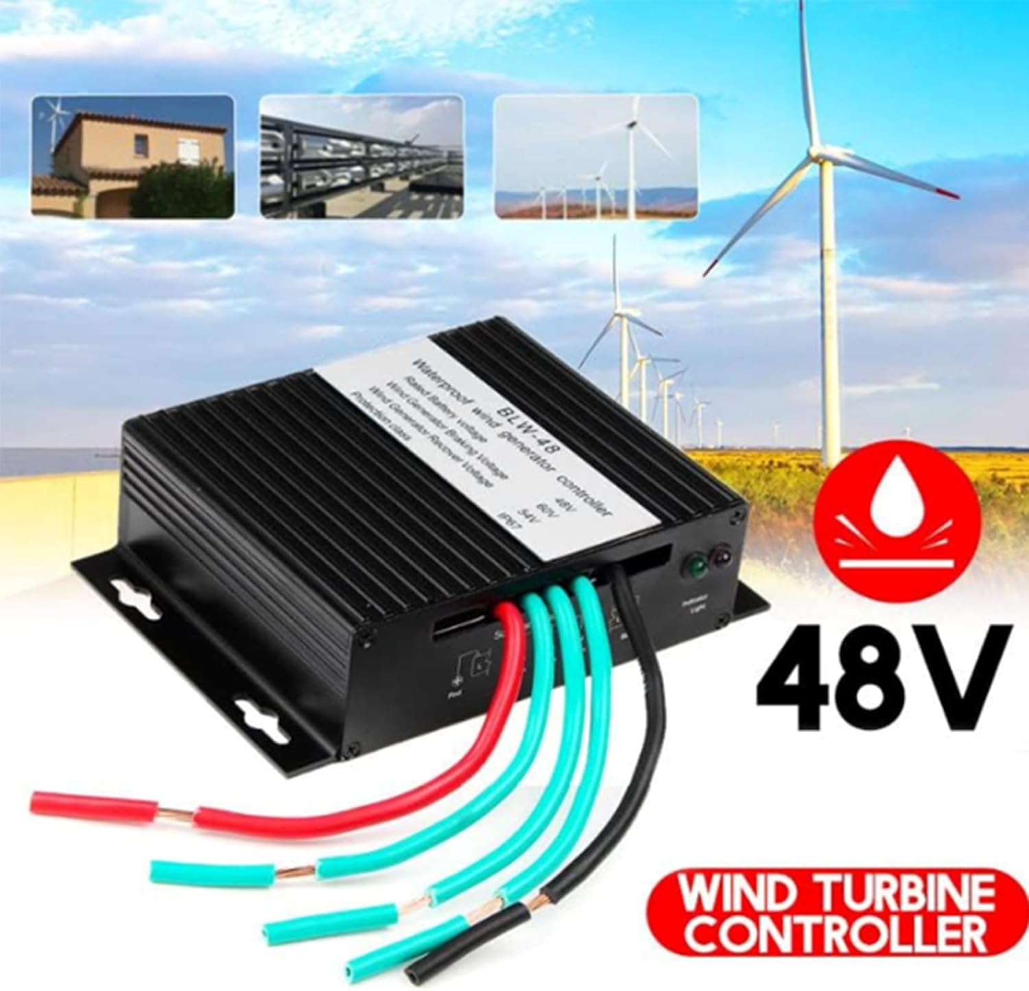 100W-14000W MPPT Charge Controller, Wind Power Charging Regulation Controller, Auto 48V 12V 24V AC DC Regulator Suitable Forwind Turbines (Black)