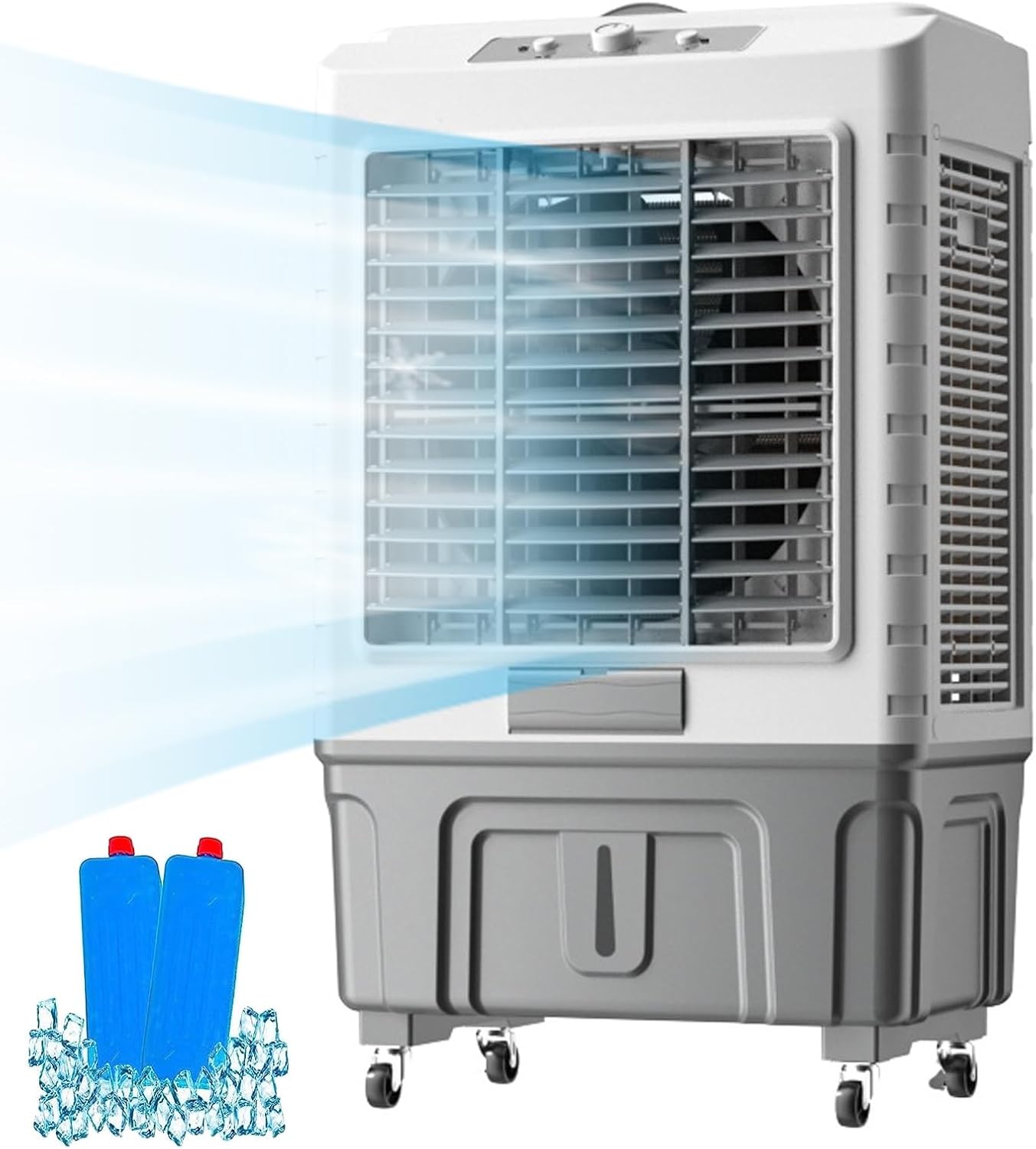 Swamp Cooler, Windowless Air Conditioner, Evaporative Air Cooler with 13.2gallon, 4 Ice Packs, 3-in-1 Cooling Fan w/3 Mode & 3 Speed, 7H Timer & Remote for Home Office Garage Outdoor(50x37x95cm/19.6x1