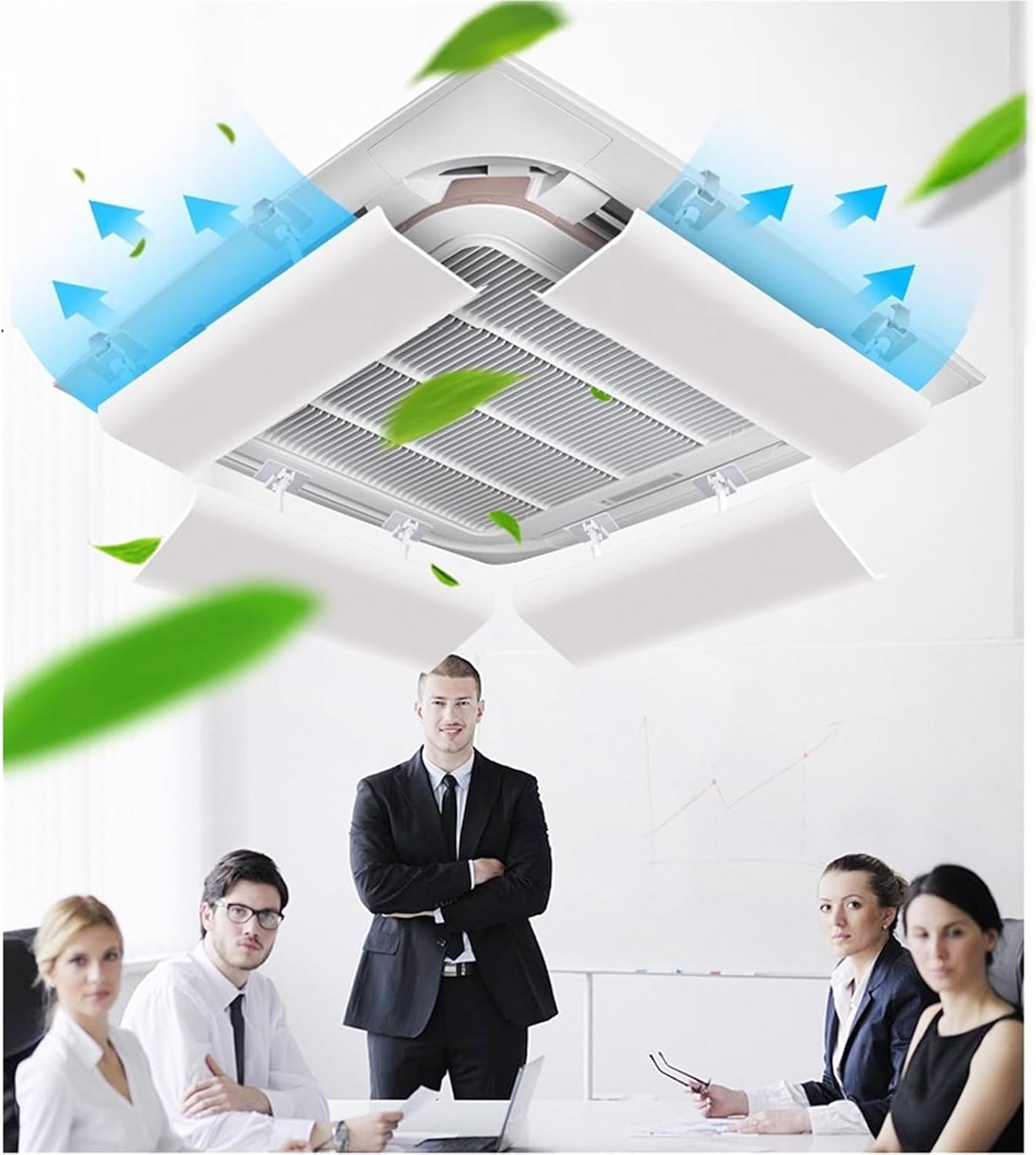 Air conditioning deflector 1 PCS Angle Adjustable Ceiling Air Vent Deflector, Cooling/Heating Air Circulation Air Conditioner Wind Baffle for Central Air Conditioning Hotel Office