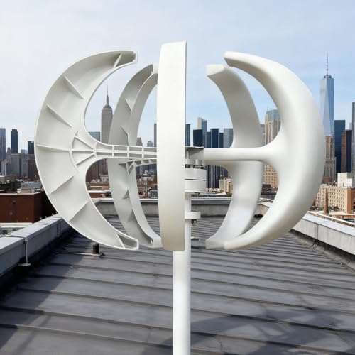 Kang 2000W Wind Turbine Generator Kit - 5-Blade Vertical Axis for Home, Streetlight, 12V/24V/48V/220V Hybrid Energy Solutions (White)