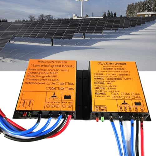 12V 24V Wind Turbine Controller 12000W, 16A-40A High Efficiency for Horizontal & Vertical Wind Turbine Generators, Reliable Wind Power Management Solution