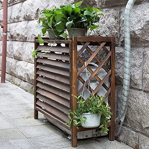 Air Conditioner Fence Screen, Solid Wood Air Conditioning Covers Outdoor, Weatherproof Shutters Central Air Conditioner Covers for Outside Units 120 * 58 * 100Cm