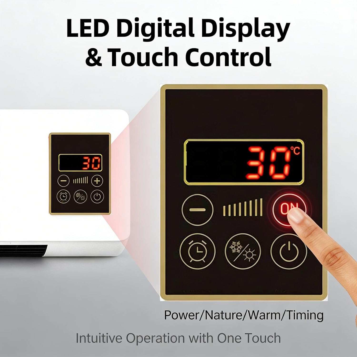 Multifuntional Wall Air Conditioner Fan 2 in 1 Wall Heating System Mini Portable Ac and Heater Combo Unit Smart Air Conditioner Heater Fan with Timer for Living Room Bedroom Office(Red)