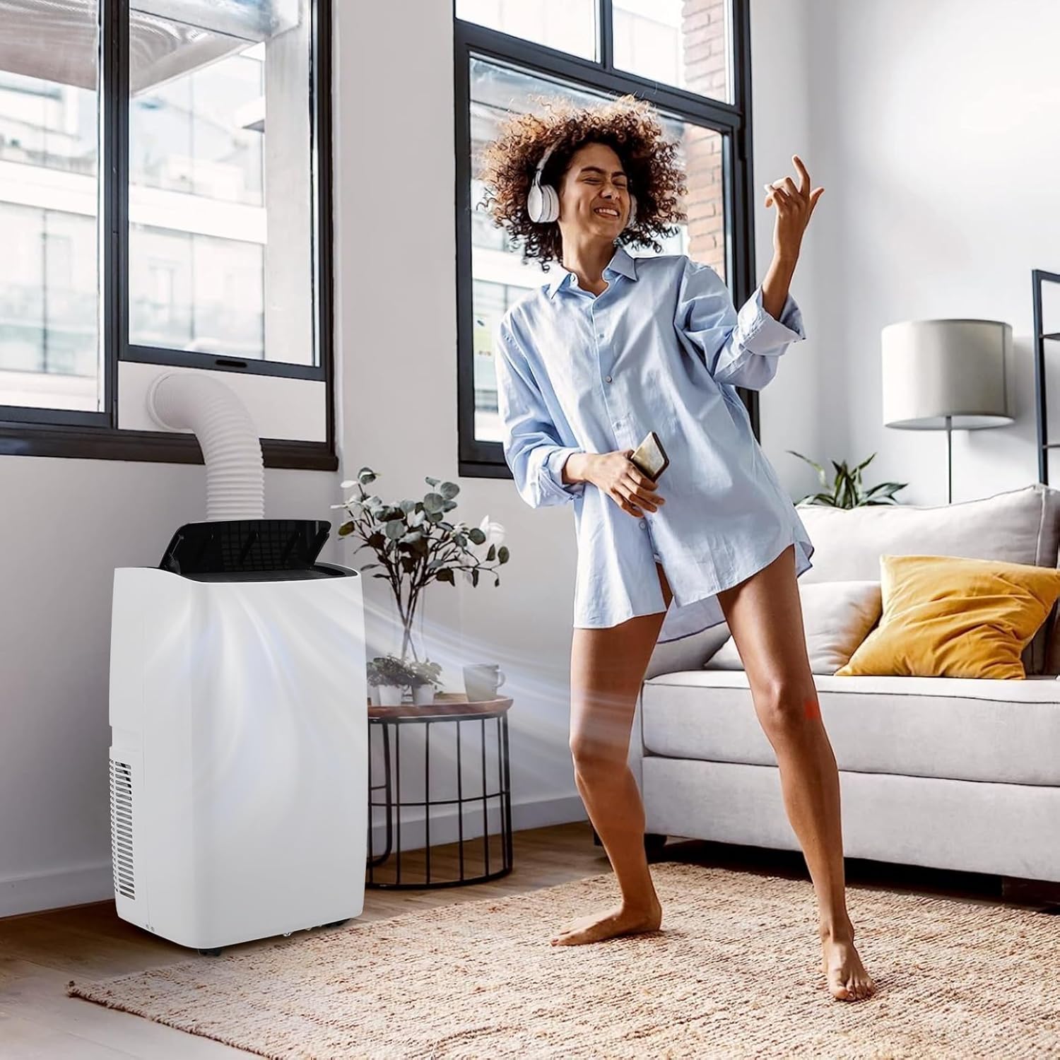 12000 BTUs Portable Air Conditioner, Cools Room up to 550 Sq. Ft., 3-IN-1 Portable AC with Dehumidifier, Fan Function, Smart/Sleep Mode/24Hrs Timer, Remote Control, Window Installation Kit