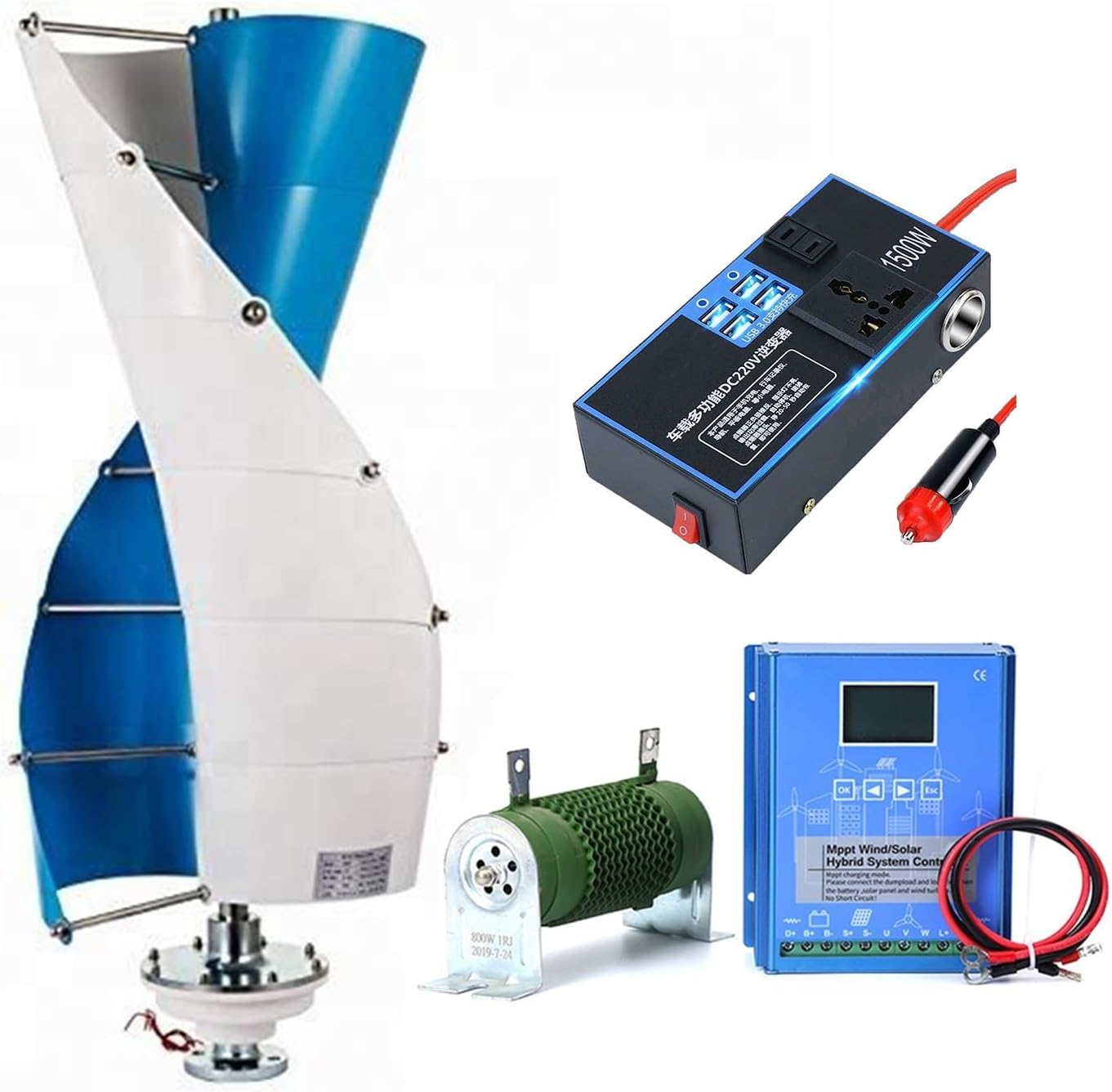 3KW Wind Turbine Generator Kit 24v 48v 96v 120v Vertical Axis Wind Turbine Generator With Controller Home Three Phase Generator Maglev Breeze Start (Color : 48V)