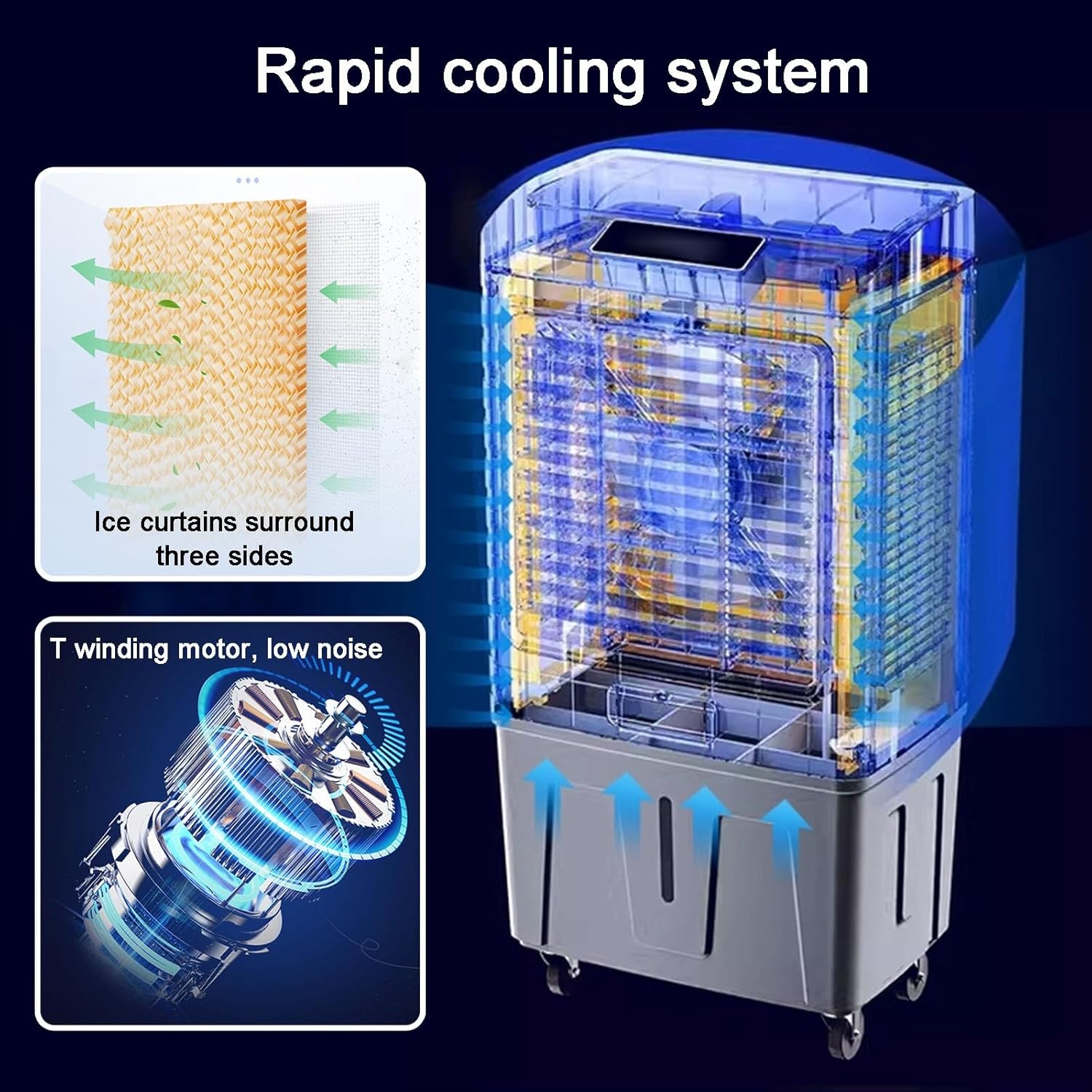 Evaporative Air Cooler, Swamp Cooler Air Conditioner, Evaporative Cooling Fan with 6.6Gal Water Tank, 3 Speeds for Outdoor, Office, Home