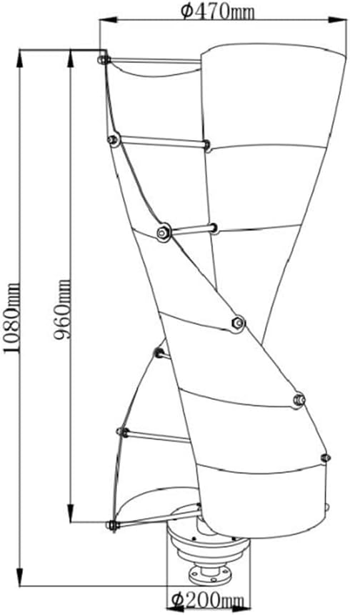 220v, Wind Speed of 2.5M/S to Start 12V/24V /48V with Controller12000w No Noise Three-Phase AC Wind Turbine Generator Kit for Home Streetlight (2 Blades)