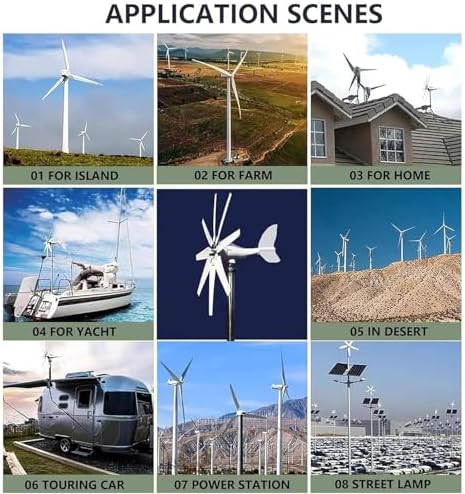 8000W Wind Turbine Generator 12V/24V/48V with MPPT Controller - Vertical Axis Windmill Power System for Home Garden Outdoor Energy Generation