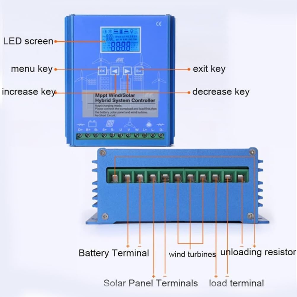 24V,HYZHANHONG Wind Solar Hybrid Charge Controller 15000W 12V 24V 48V MPPT Boost Charge Regulator with LCD Display and Dump Load,for Home Street Light