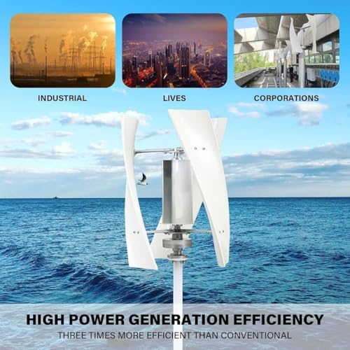 6000W Household Vertical Wind Turbine Kit, 3 Blades Magnetic Levitation, 220V-12V Low Noise Controller for Outdoor, Garden, Eco-Friendly Village Power Solution
