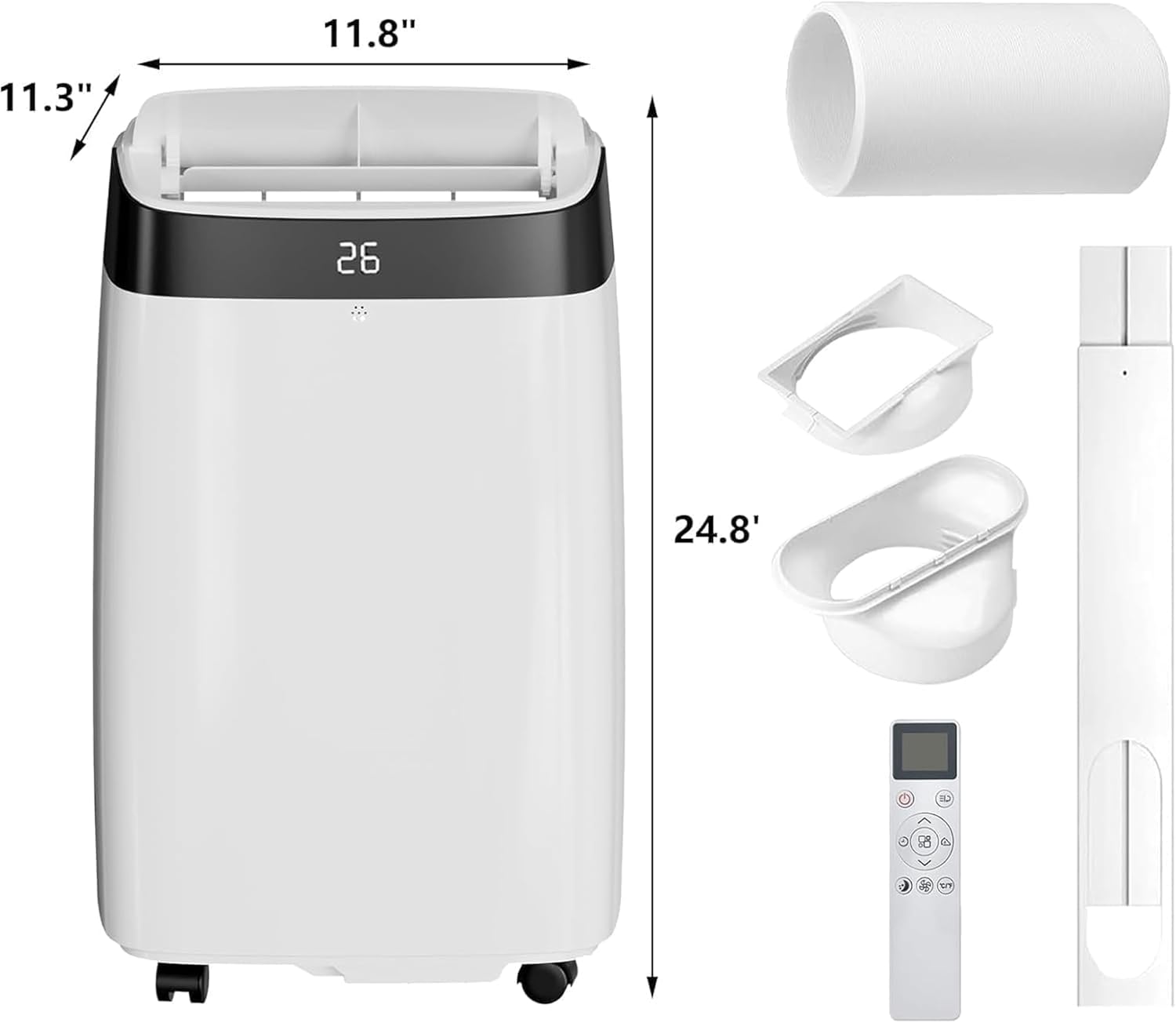 Portable Air Conditioner 10,000 BTU | 4-In-1 AC Unit with Remote Control | Energy-Saving or Sleep Mode | 24-Hour Timer for Effective Cooling in Bedrooms and Small Rooms