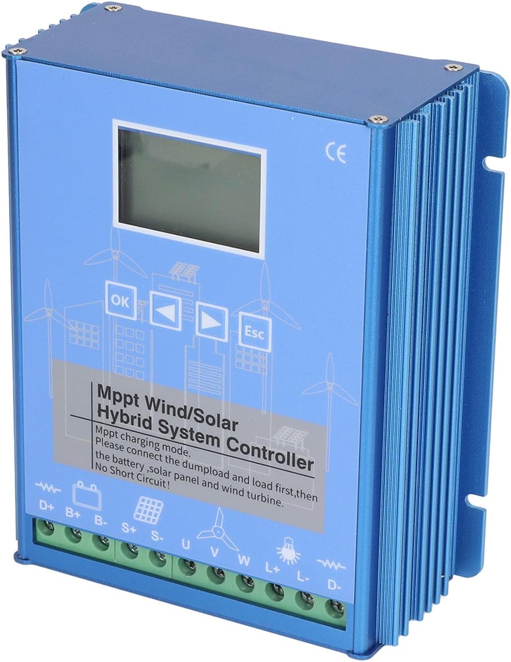 Respicefinem Hybrid Wind Solar Controller Supercharged MPPT Technology with LCD Screen for 24V and 48V Battery Systems in Off Grid Renewable Energy Applications