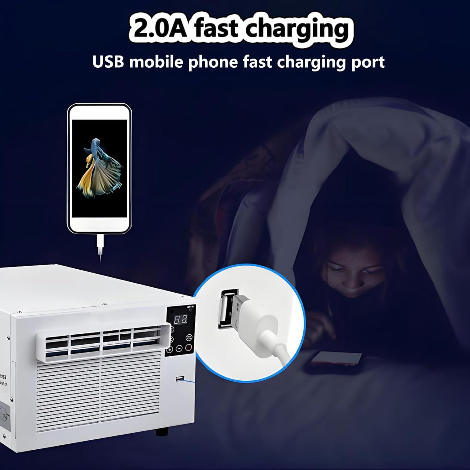 Air Conditioning Unit Compact Dehumidification Remote Control and Timing 1-12h Portable Ac Tent Air Conditioner Cooling for Consumption Camping Tent RV Mosquito Net Air Conditi