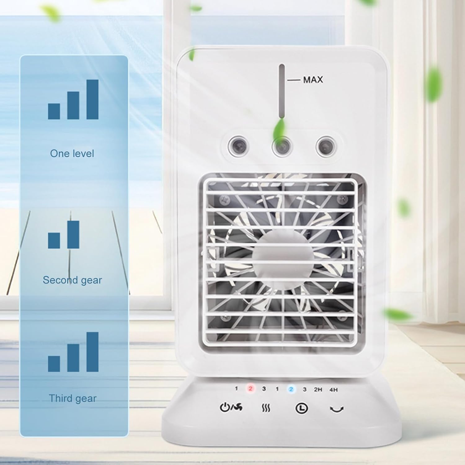 Miniature Desktop Humidifying Air Conditioner Fan Usb Rechargeable 300ML Water Tank Cooling Fan with Night Light (B)