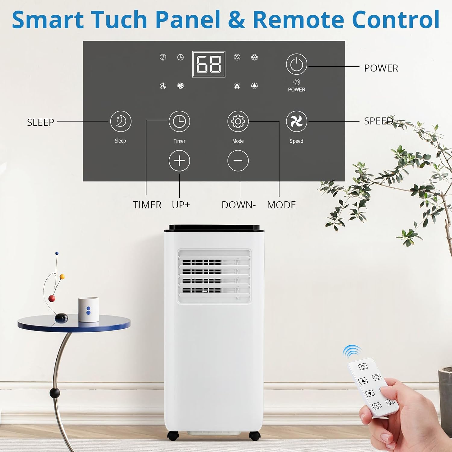 Portable Air Conditioners, 10000 BTU Portable AC, Cools up to 450 Sq. Ft 3-in-1 Mobile AC for Room with Dehumidifier Fan Sleep Mode, 24H Timer, Remote Control, and Window Installation Kit Included