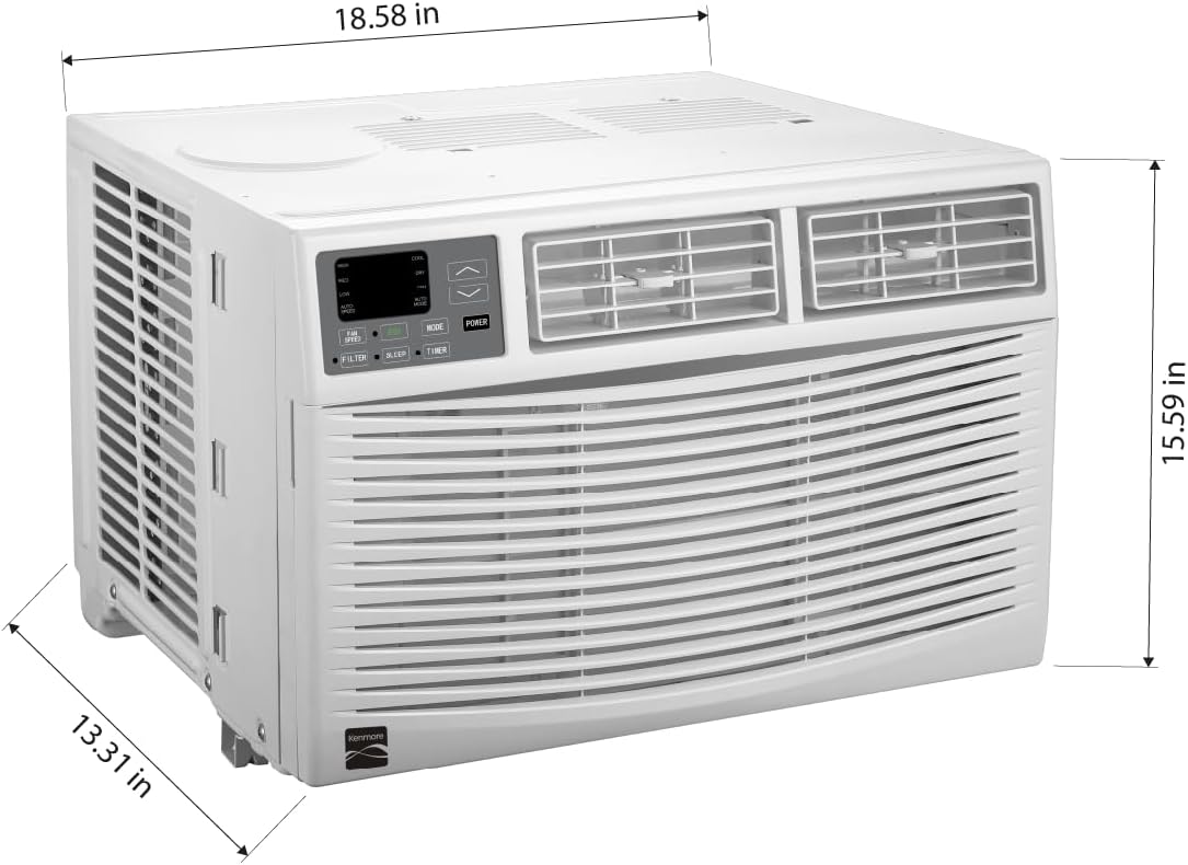 Kenmore KM12K-R 12,000 BTU Window Air Conditioner for Large Rooms up to 550 Sq. Ft. – Quiet Cooling, Remote Control, Digital Display, 3 Fan Speeds, Easy Install, Washable Filter, Energy Efficient