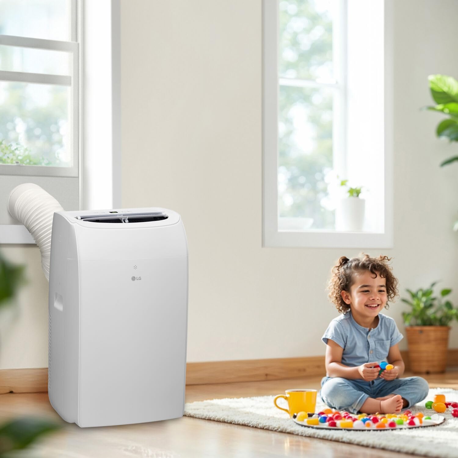 LG 10,200 BTU (DOE) / 14,000 BTU (ASHRAE) Smart Portable Air Conditioner, Cools 450 Sq.Ft. (18' x 25' room size),Smartphone & Voice Control works with LG ThinQ, Amazon Alexa and Hey Google, 115V
