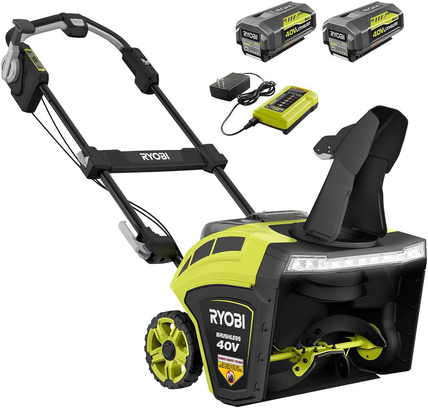 RYOBI RY40860 21 in. 40-Volt Brushless Cordless Electric Snow Blower with Two 5.0 Ah Batteries and Charger Included
