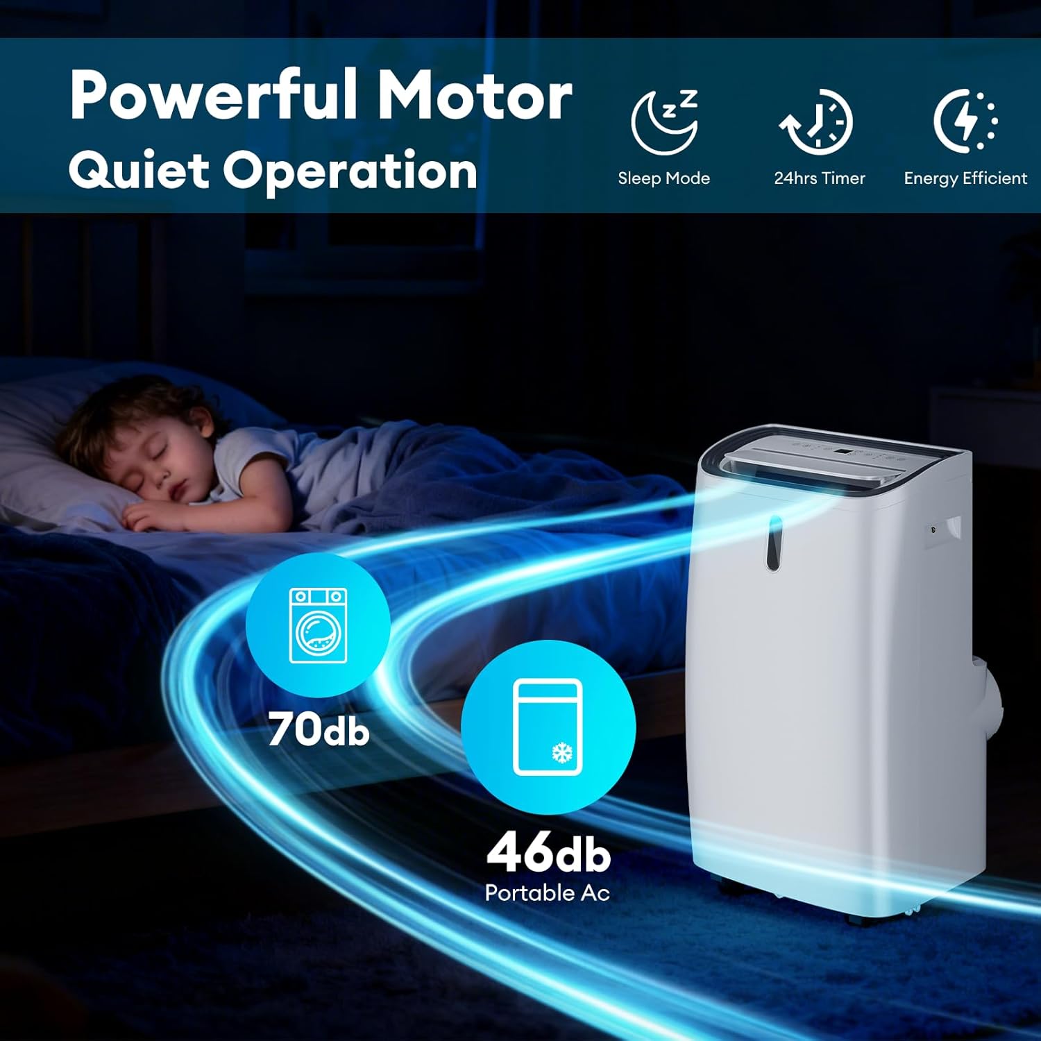 14000 BTU Portable Air Conditioner, 4-in-1 with Cool/Heat/Dry/Fan Functions, Wi-Fi Smart AC Unit with App& Remote Control, LED Display,Ideal for Bedroom, Living Room, Office(White)