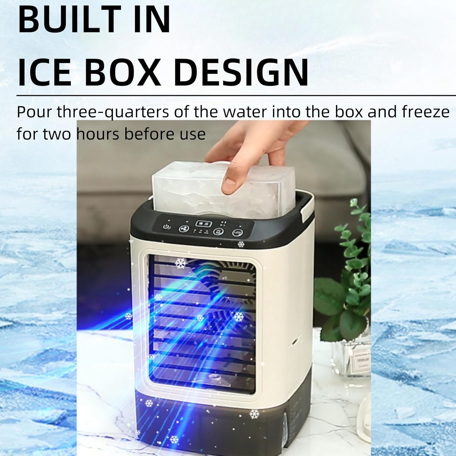 EKsma Portable Air Conditioner Cooling Fan, Quiet with 3 Speeds, 900ml Evaporative Personal Air Cooler Fan with 7 Night Light, Small Air Conditioner for Bedroom Office